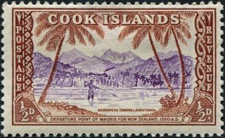 Cook Islands 1949 - 61 (kgvi - Qeii) 1/2d Violet And Brown Sg150 Cv £0.  10 F Mh photo
