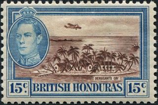British Honduras 1938 (kgvi) 15c Brown And Light Blue Sg156 Cv £7.  50 Mh photo