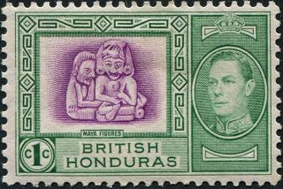 British Honduras 1938 (kgvi) 1c Bright Magenta And Green Sg150 Cv £0.  70 Mh photo