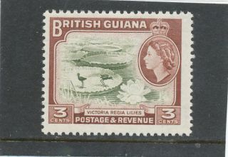 British Guiana Qeii 1954 3c Brown - Olive & Red - Brown Sg333 Um photo