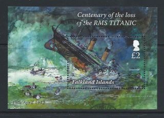 2012 Falkland Islands Centenary Of The Loss Of Rms Titanic Miniature Sheet Fu photo