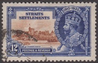Straits Settlements Kgv 12c Brown & Deep Blue Sg258 1935 George V Jubilee photo
