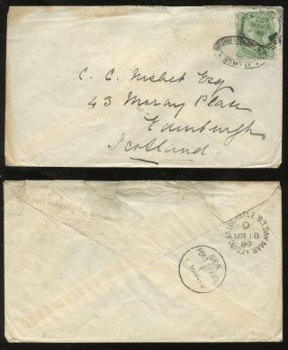 India Qv 1889 Railway Tpo Edin+newcastle Day Mail Scotland Agent Ritchie Stewart photo