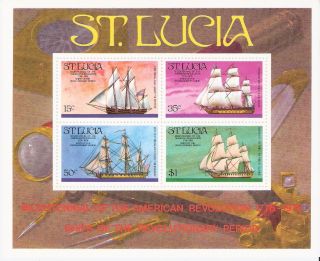 St.  Lucia 1976 Revolutionary Era Ships S/s (sc 386a) photo