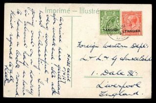 Morocco Agencies Tangier Overprint Gv 1d+½d British Post Office Ppc 1927 photo