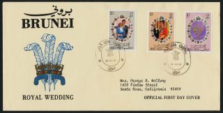 Brunei 268 - 70 On Fdc - Prince Charles,  Princess Diana,  Wedding,  Flowers photo