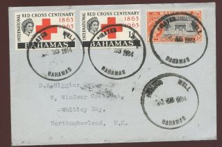 Bahamas Pirates Well 1964 External. .  Missing S. .  Red Cross + 2 X 1/2d Whitley Bay photo