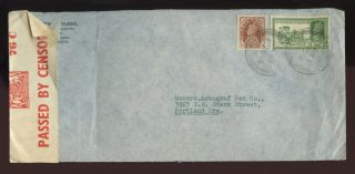 India 1940 Evergreen Motion Pictures Envelope 3a + 1/2a To Portland Oregon photo