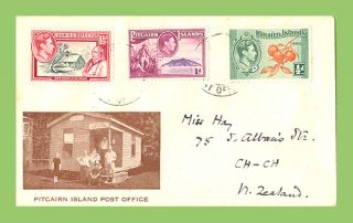 Pitcairn Island Kgvi 1½d,  1d And ½d On Illustrated Cover photo