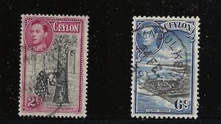 Ceylon Scott 278 & 280,  Singles 1938 - 52 Fvf photo