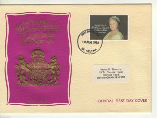 A Lovely Fdc From St Helena 1980 Hm Queen Elizabeth The Queen Mother ' S 80th photo