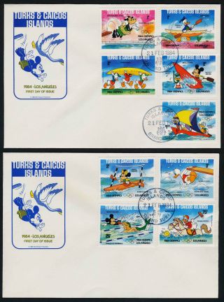 Turks & Caicos 619a - 28a Fdc ' S Disney,  Olympic Sports,  Pluto,  Donald Duck,  Horses photo