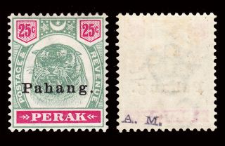 Malaya Pahang 1898 Overprint On Perak 50c Sg 22 Hinged Cv £300 photo