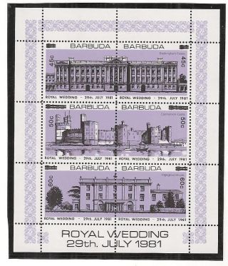 (53246) Princess Diana Wedding - Overprint Souvenir Sheet Barbuda - 1981 photo