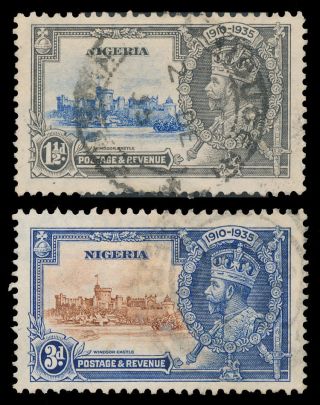 Nigeria 1935 Scott 34,  36 (sg 30,  32) Silver Jubilee photo