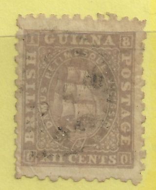 8280 - British Guiana 1862 Gray Lilac 12c Sc 34 Scv $97.  50 Copy photo