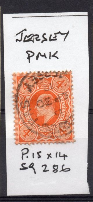 Gb = Postmark - E7,  `havre - Des - Pas` Jersey Single Ring.  1912 4d Orange Sg286. photo