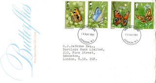 13 May 1981 Butterflies Post Office First Day Cover London N1 Fdi photo