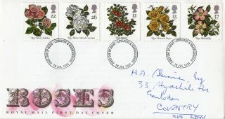 16 July 1991 Roses Royal Mail First Day Cover Coventry Fdi photo