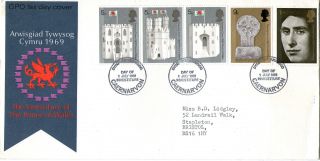 1 July 1969 Prince Of Wales Investiture Gpo First Day Cover Caernarvon Shs (b) photo