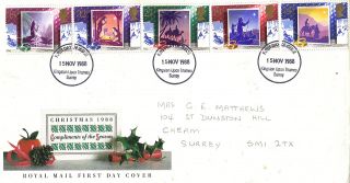 15 November 1988 Christmas Royal Mail First Day Cover Kingston U Thames Fdi photo