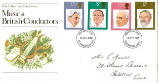 10 September 1980 Famous Conductors Post Office First Day Cover Bournemouth Fdi photo