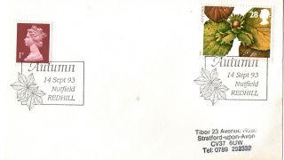 14 September 1993 Autumn First Day Cover Nutfield Redhill Shs photo