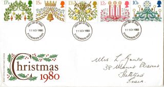 19 November 1980 Christmas Post Office First Day Cover Bournemouth & Poole Fdi photo