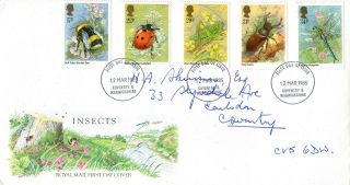 12 March 1985 British Insects Royal Mail First Day Cover Coventry Fdi photo