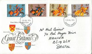 10 July 1974 Great Britons Post Office First Day Cover Sutton Surrey Fdi photo
