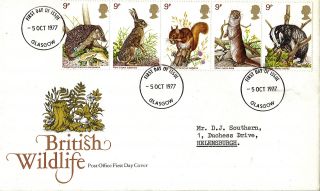 5 October 1977 British Wildlife Post Office First Day Cover Glasgow Fdi photo