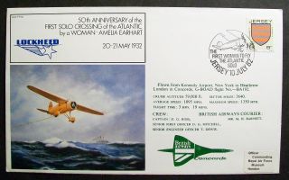 Gb Cover 50th Anniv.  Amelia Earhart Solo Atlantic Crossing 10/07/82 Jersey Shs photo