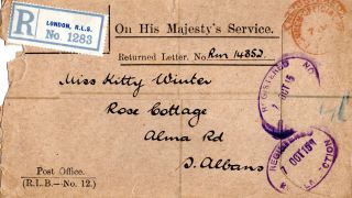 Gb 7 October 1915 World War 1 Registered Envelope photo