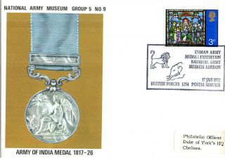 1972 Army Of Indian Medal 1817 - 26 5/9 Army Museum Commemorative Cover Shs photo