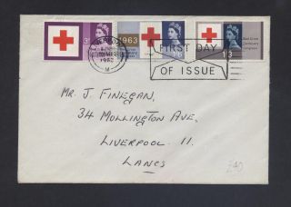 Qe2 1963 Sg642p - Sg644p Phosphor Fdc,  Cat £95 Red Cross Centenary Conference photo