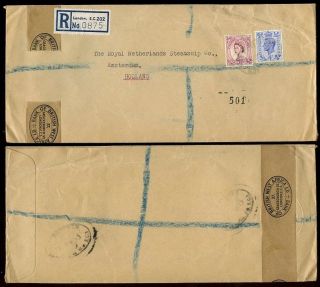 Gb Kg6 + Qe2 Bank Of British West Africa Perfins Type 2 Registered To Holland photo