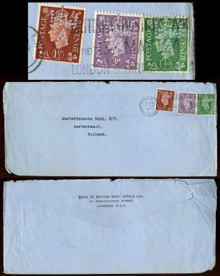 Gb Kg6 Bank Of British West Africa Perfins 5d Rate To Holland 1949 photo