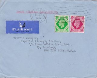 Gb : Imperial Airways North Atlantic Air Service Cover To York (1939) photo