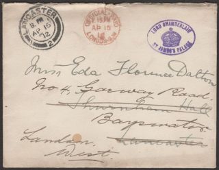 Kgv 1912 Official Paid Lord Chamberlain Redirected Cover Official Paid Mark photo