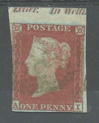 Sg8 - 12 1841 Penny Red (ai) With With Green Cancel And Top Margin Cat £5,  000 photo