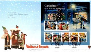 Wallace & Gromit Christmas Mini Sheet Fdc 2 - 11 - 10 Bethlehem Llandeilo Shs - F10 photo