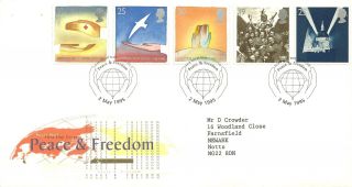 Royal Mail Peace & Freedom Fdc Fdi London Sw Peace & Freedom Shs Canc 1995 photo