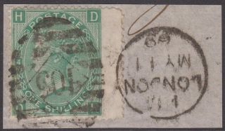 Gb Qv 1/ - Green Sg117 Plate 4 One Shilling 