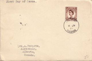 (21984) Gb Fdc 5d Wilding To Canada - Stockport 6 July 1953 photo