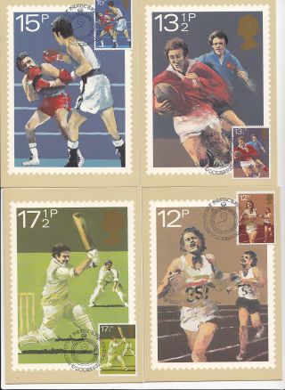 (32420) Gb Phq Fdi Sports Rugby Cricket Maxicard / Postcard Bureau 10 Oct 1980 photo
