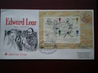 Cover Mercury 1988 Edward Lear Minisheet Cat Value £10 Special Hand Stamp photo