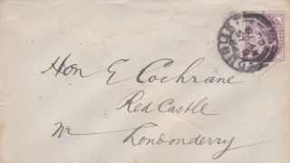 Qv Cover 1900 Irish Londonderry 1d Imperf Penny Lilac Stamp Hon E Cochrane photo