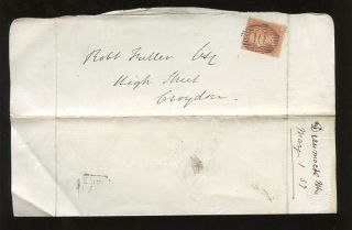Lettersheet 1857 Waterlow Patent El Private Print. . .  Gb Qv Penny Red Lcp14. .  No.  10 photo