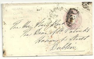 1846 Udc Temple Cloud & =134= Bristol Numeral Cancelling 1d Pink To Dublin Eire photo