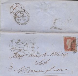 Qv Wrapper Birmingham 1d Imperf Penny Red Stamp 1853 photo